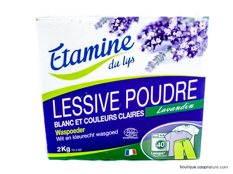 Lessive en Poudre Blanc et Couleurs Claires Ecocert 2L