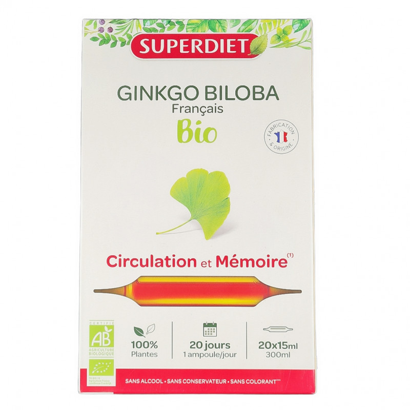 Ginkgo Biloba Français Bio 20 Ampoules