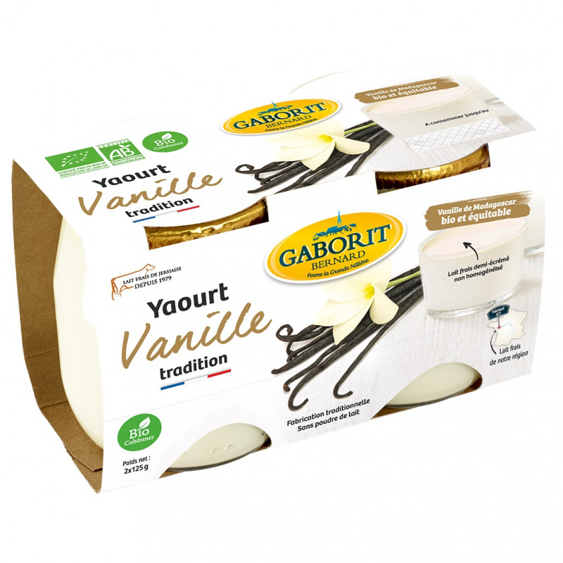 Yaourts 1/2 écrémés à la vanille Bio 2x125g