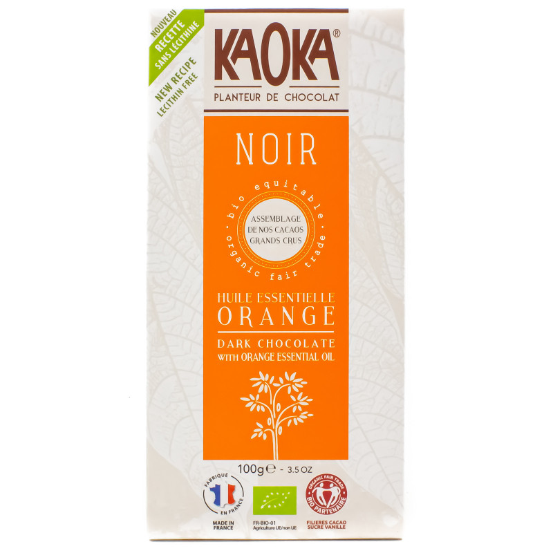 Tablette de Chocolat Noir Huile Essentielle d'Orange Bio 100g