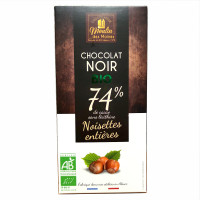 Chocolat noir 74% Noisettes Entières Bio 100g