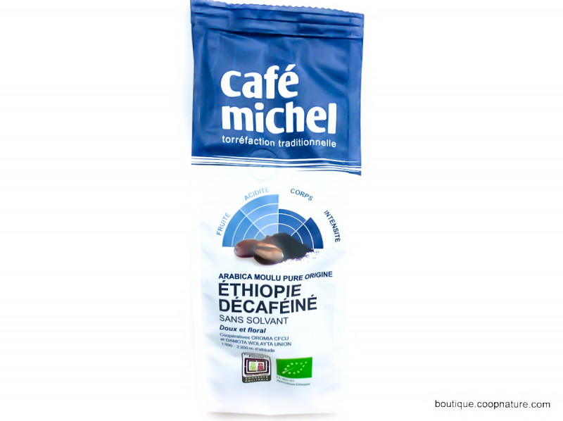 Café d'Éthiopie Doux Décaféiné Moulu Bio 250g