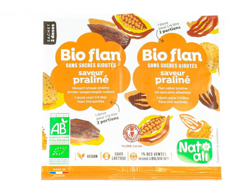 Bio-Flan Saveur Praliné Sans Sucre Ajoutés Bio 2x5g