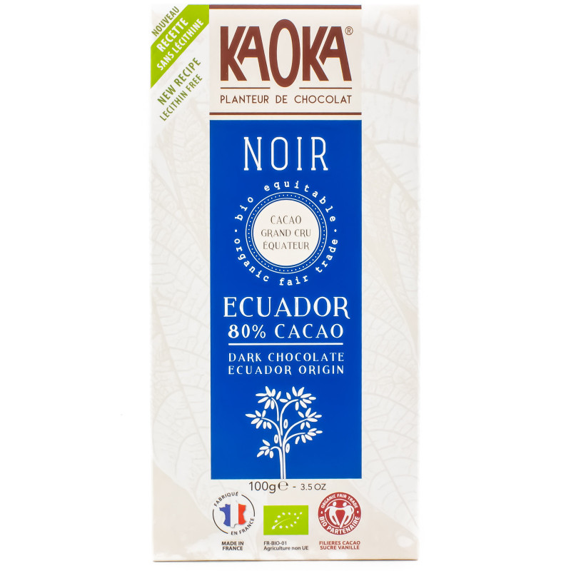 Tablette de Chocolat Noir 80% Équateur Bio 100g