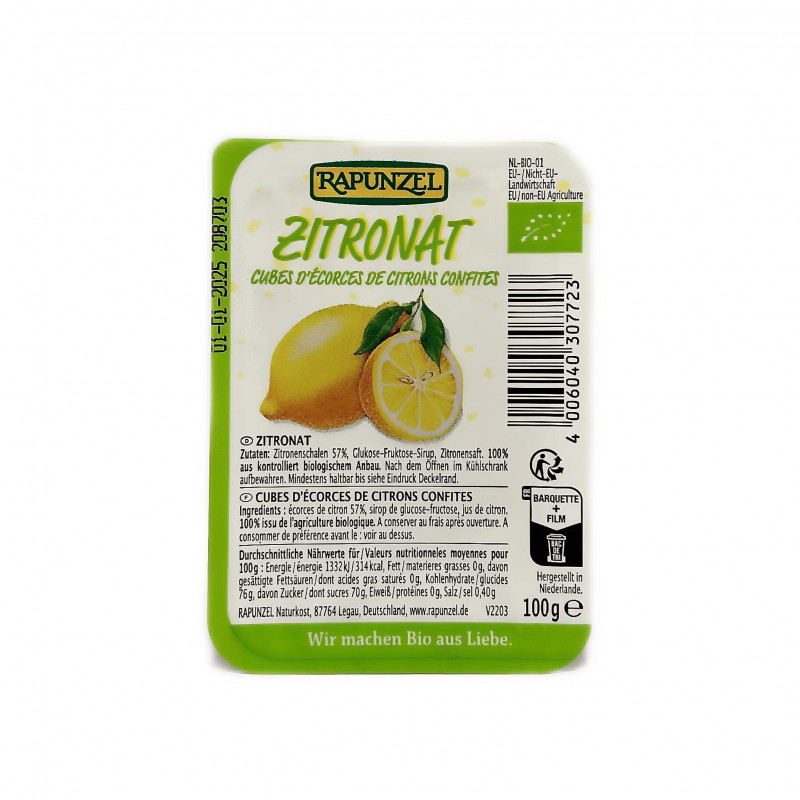 Cubes D'écorces De Citrons Confites Bio 100g