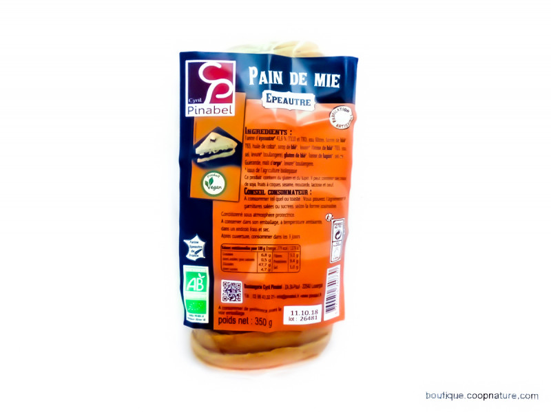 Pain de Mie Épeautre Bio 350g