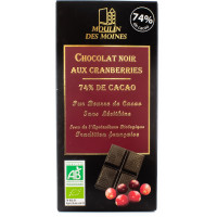 Tablette de Chocolat Noir 74% aux Cranberries Bio 100g