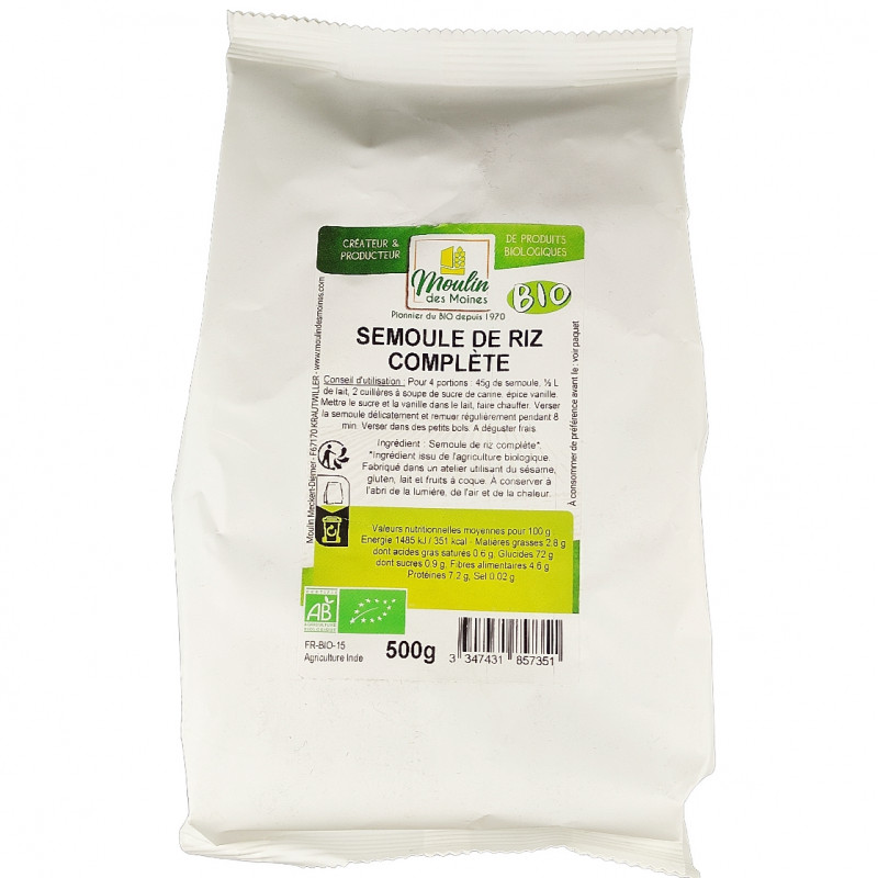 Semoule de Riz Complète 500g Bio