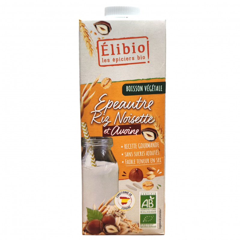 Boisson de Riz Épeautre Noisette et Avoine Bio 1L