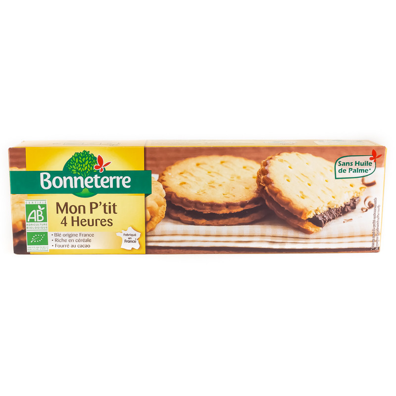 Biscuits Fourrés au Cacao Mon P'tit 4 heures Bio 185g