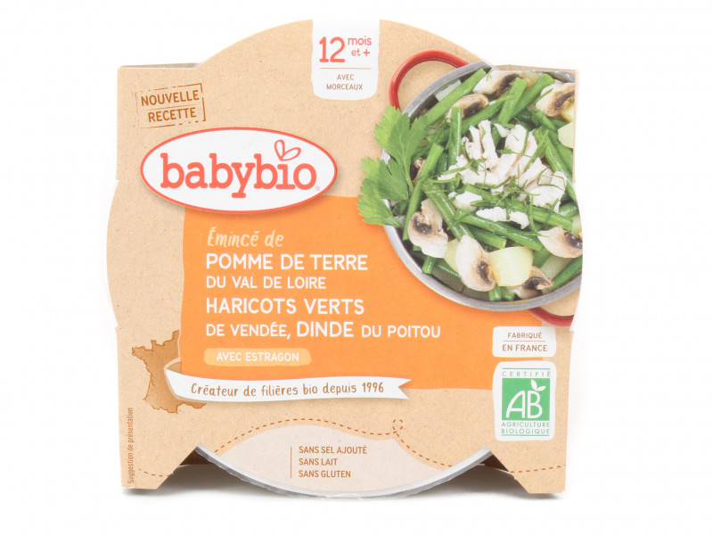 Plat Bébé Pomme de Terre Haricot Dinde Bio 230g