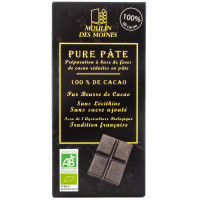 Tablette de Chocolat Pure Pâte 100% de Cacao Bio 100g