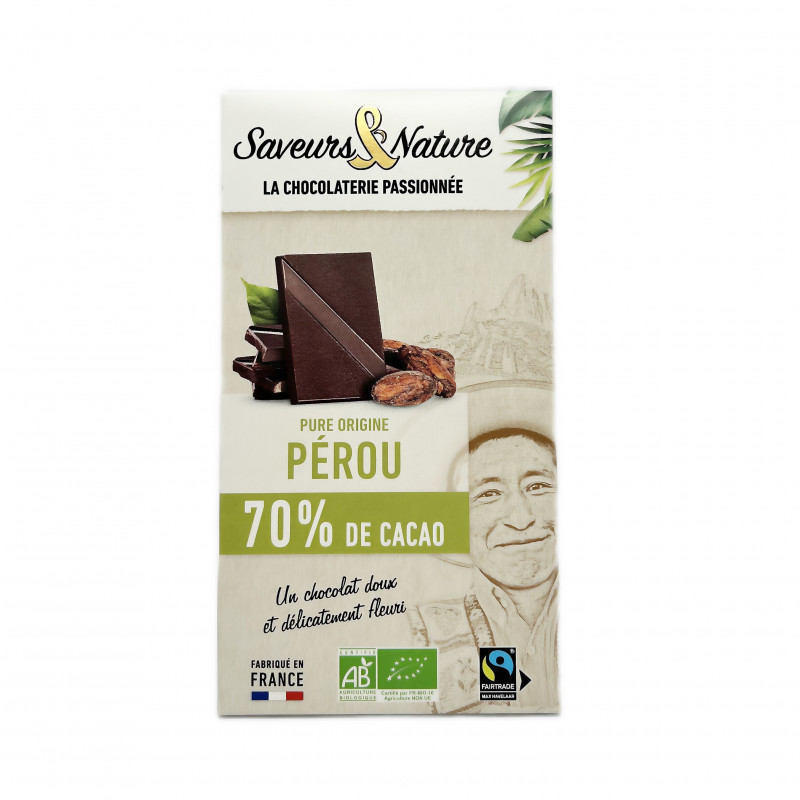 Chocolat Noir 70% Origine Pérou Bio 80g