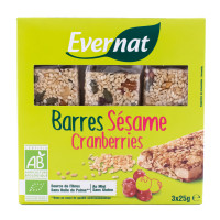 Barres de Céréales Sésame Cranberries Bio 3x25g