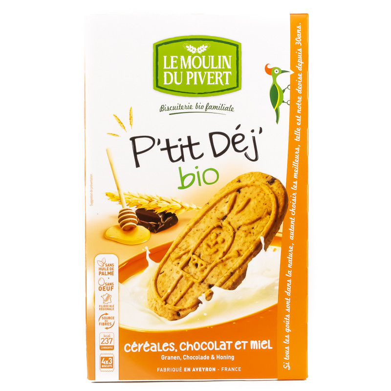 Biscuits P'tit Déj Céréales Chocolat Miel Bio 190g