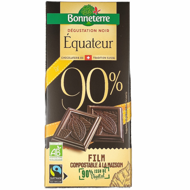 Chocolat Dégustation Noir 90% Equateur Bio 80g