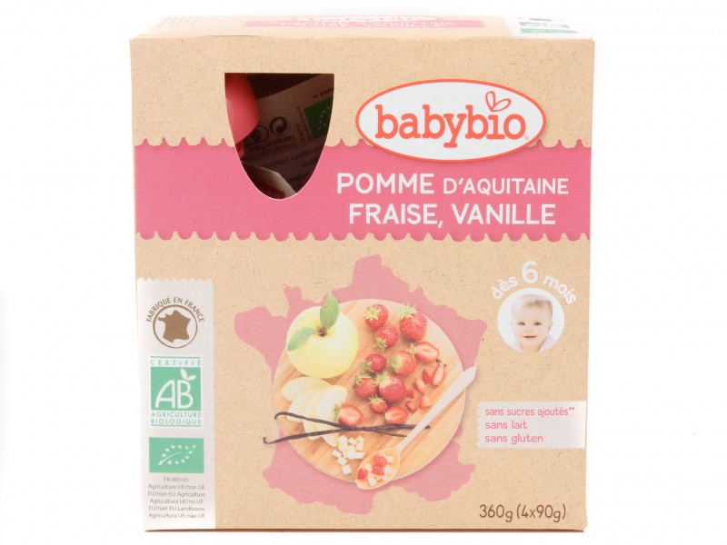 Gourdes Pomme Fraise Vanille Bio 4x90g