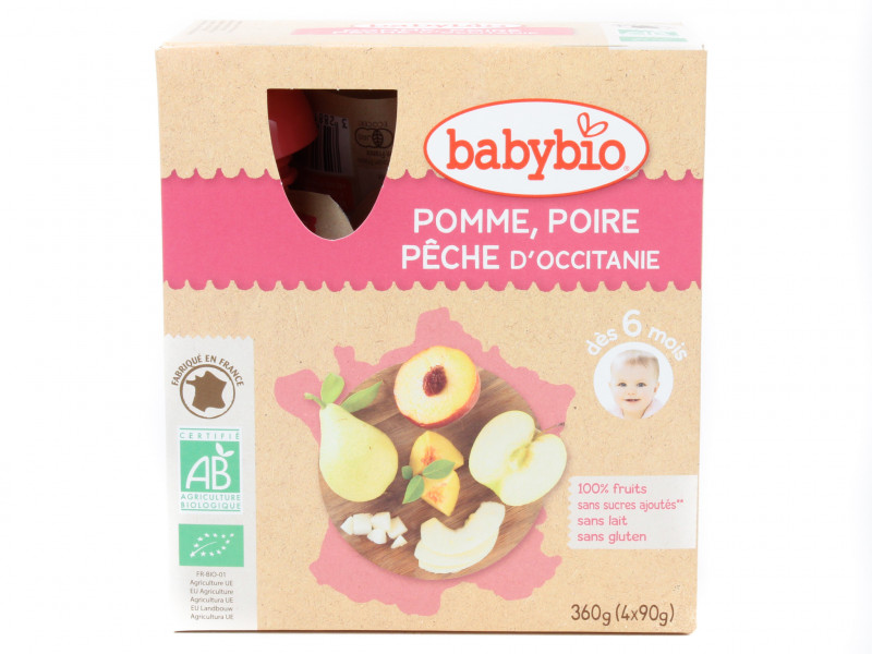 Gourdes Pomme Poire Pêche Bio 4x90g