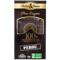 Chocolat Noir 100% Pure Origine Pérou Bio 100g