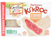Tartines Ki'Kroc 3 céréales Sans Gluten Bio 270g