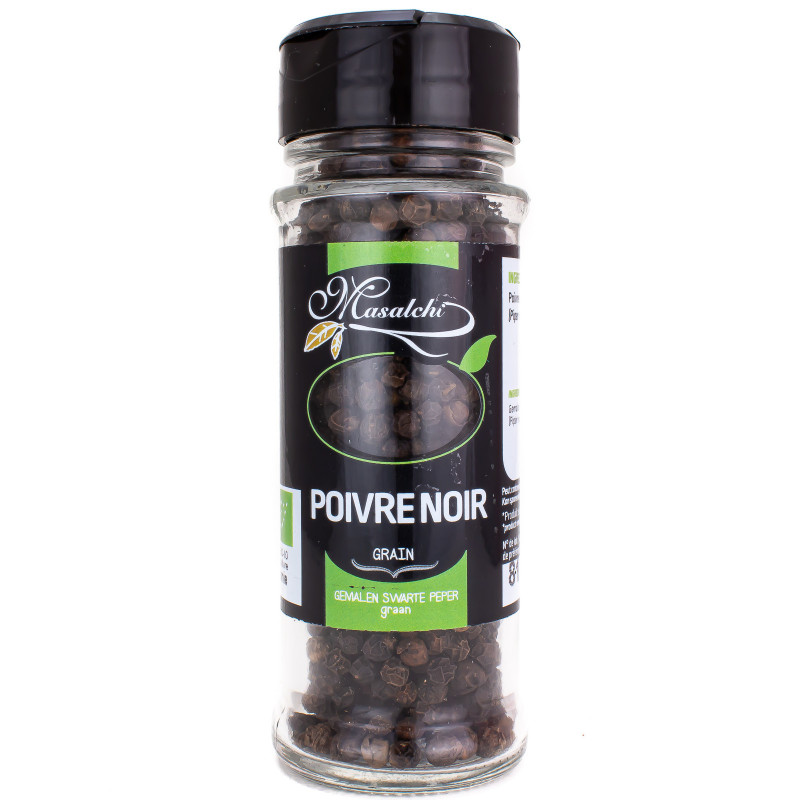 Poivre Noir en Grain Bio Pot en Verre Bio 45g