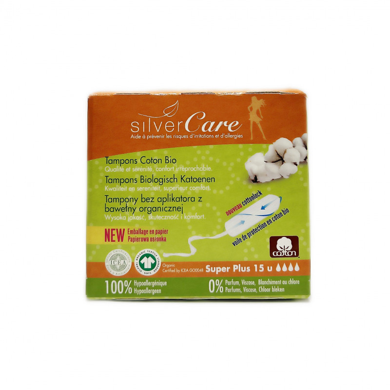 Tampons Super Plus Sans Applicateur Coton Bio x15