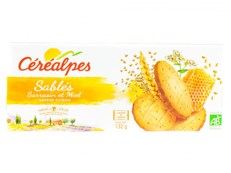 Sablés Sarrasin Miel Saveur Citron Bio 132g