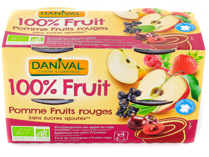 Compote Pomme Fruits Rouges Bio 4x100g