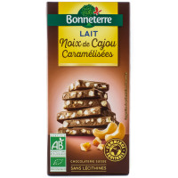 Tablette de Chocolat au Lait Noix de Cajou Caramélisées Bio 85g