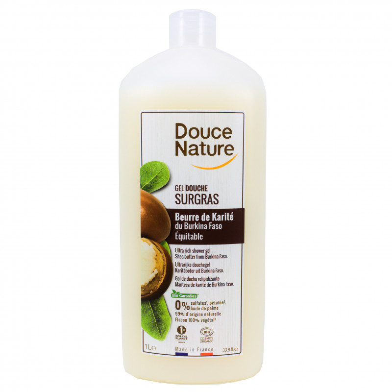 Gel Douche Surgras au Beurre de Karité Ecocert Bio 1L