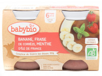 Pots Bébé Banane Fraise Menthe Bio 2x130g