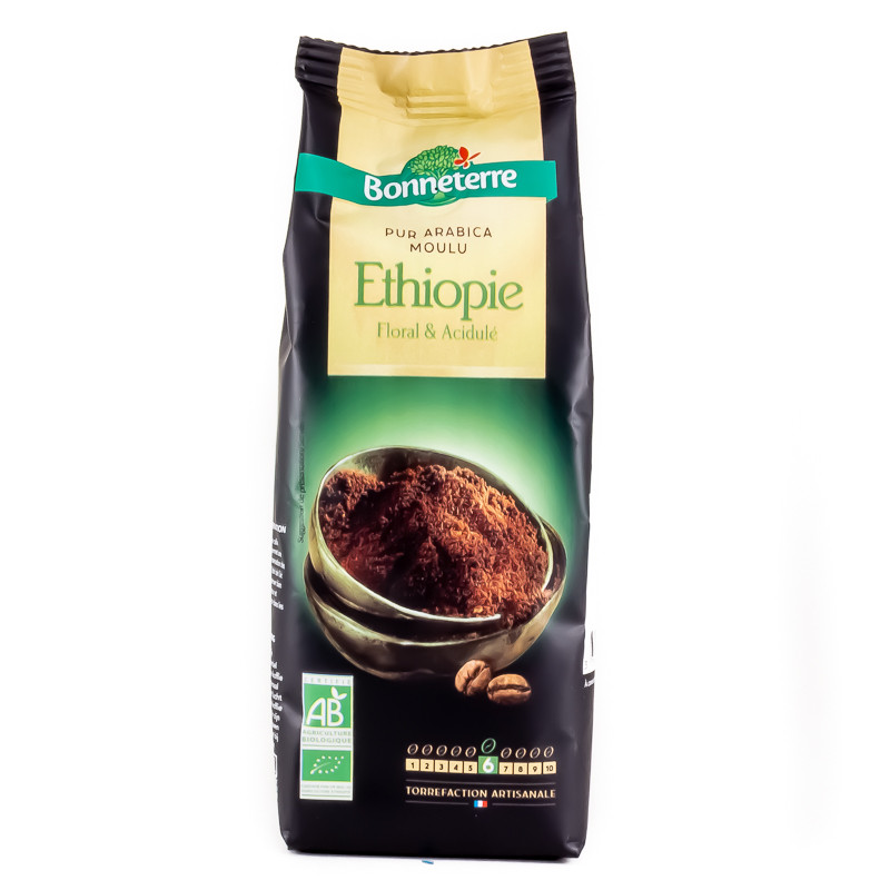 Café Moulu d'Éthiopie Floral et Acidulé Intensité 6/10 Bio 250g