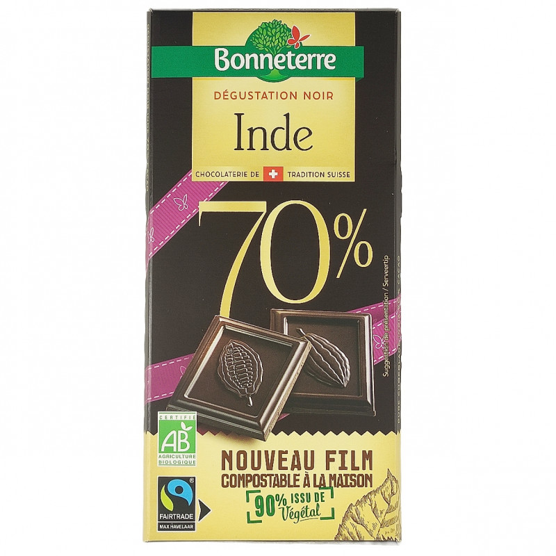Chocolat Dégustation Noir 70% Inde Bio 80g