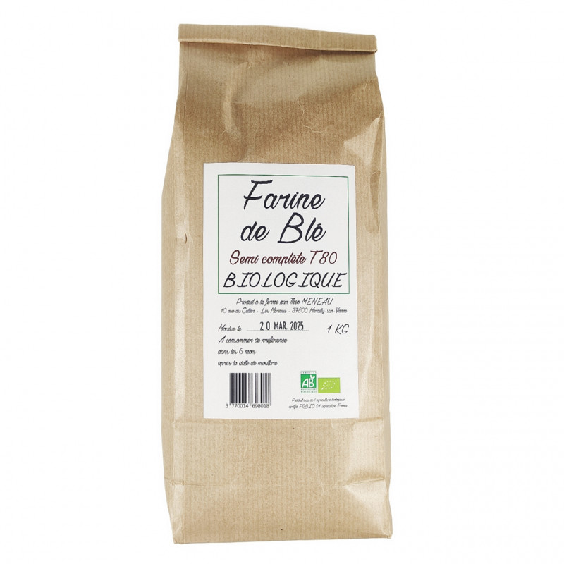 Farine de Blé Semi Complète T80 Biologique 1kg