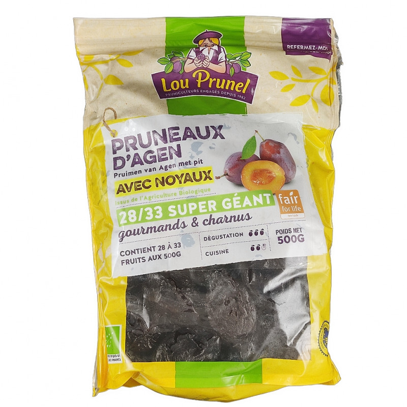 Pruneaux d'Agen Avec Noyaux 28/33 Super Géant 500g Bio