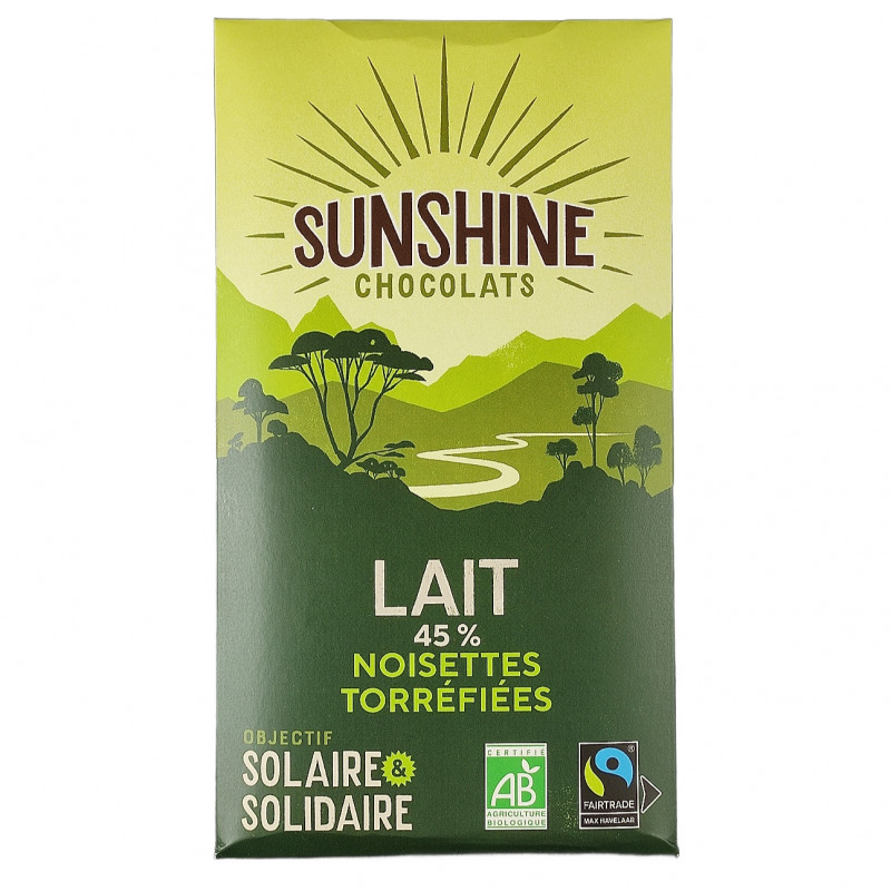 Tablette de Chocolat Lait Noisettes Torréfiées 45% 100g Bio