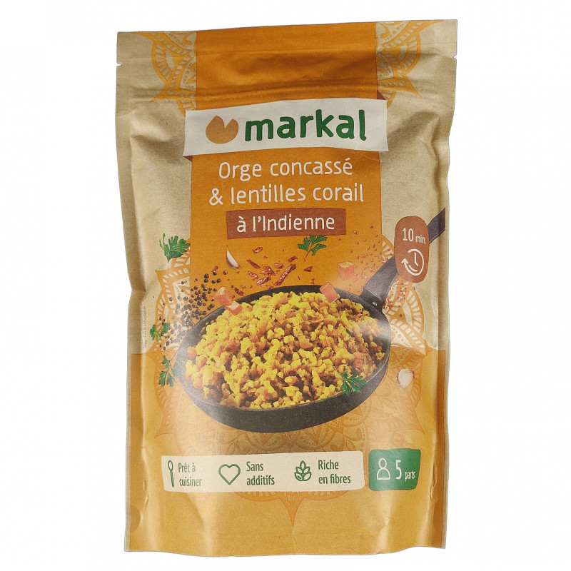 Orge Concassé et Lentilles Corail à l'Indienne 350g Bio