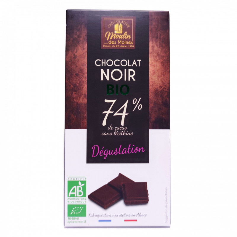 Tablette de Chocolat Noir 74% de Cacao Bio 100g