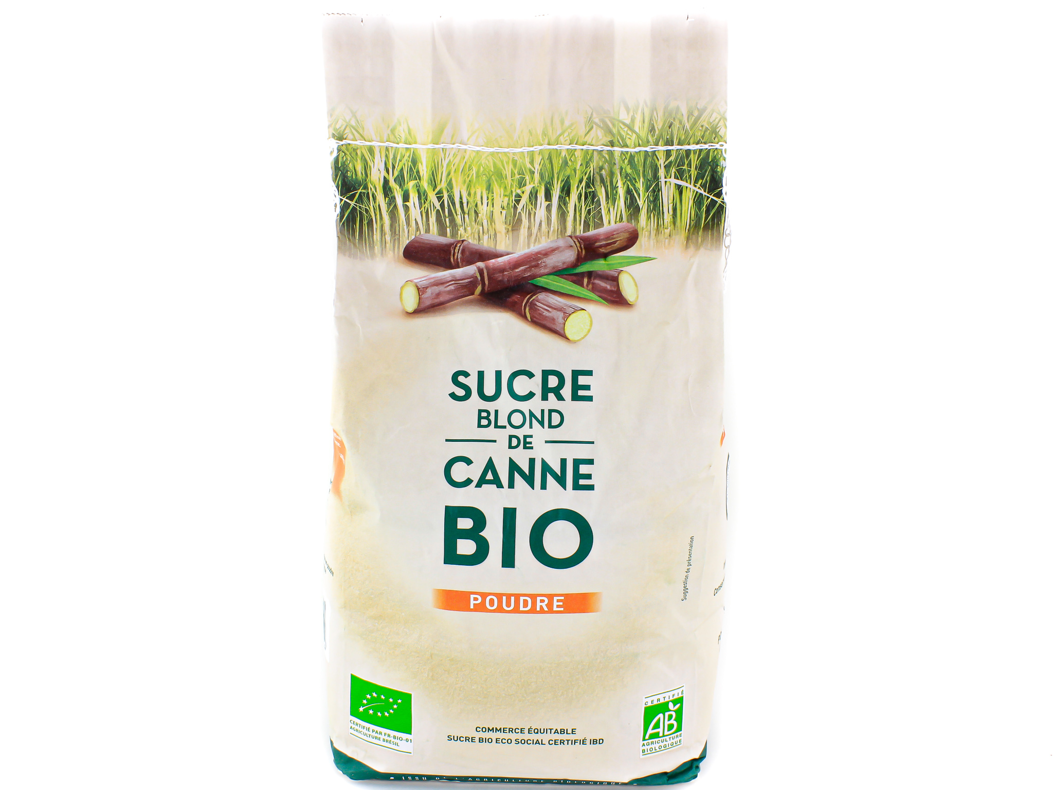 Sucre noir brut de canne en poudre Bio*